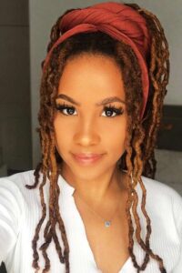 How to Style Faux Locs with a Scarf